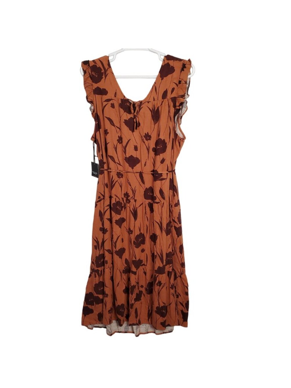 Simply Vera Wang NWT Sz 2X Dress Rayon Linen Tiered Ruffle Skirt Lined Maxi Full - Picture 3 of 16